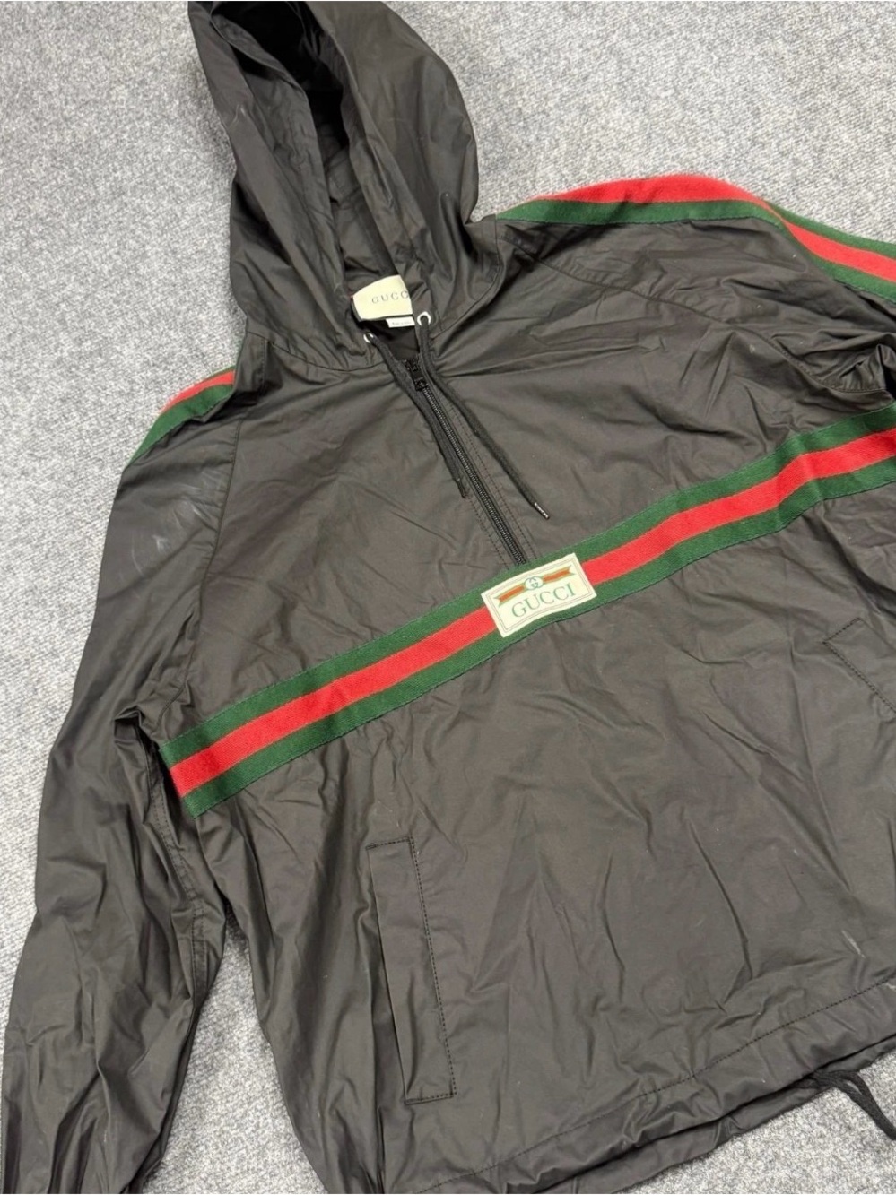 Gucci Black  hooded windbreaker jacket Size 46